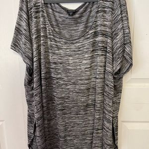 Torrid Size 5 short sleeve, long, side slit top, grey, no tags, never worn